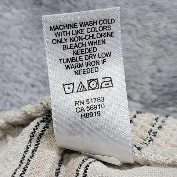 Maurices Pants Womens L Beige Striped Linen Smocked Wide Leg Flowy Casual Hippie - Picture 6 of 11